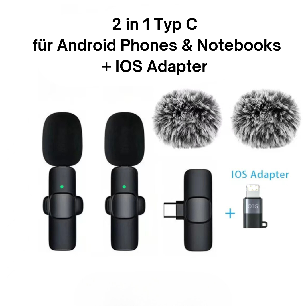 Kabelloses mini Ansteckmikro für IOS & Android
