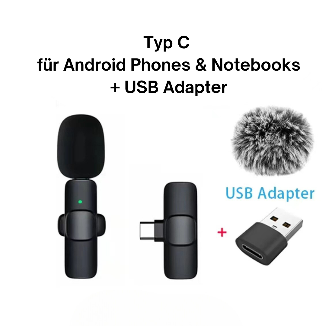 Kabelloses mini Ansteckmikro für IOS & Android