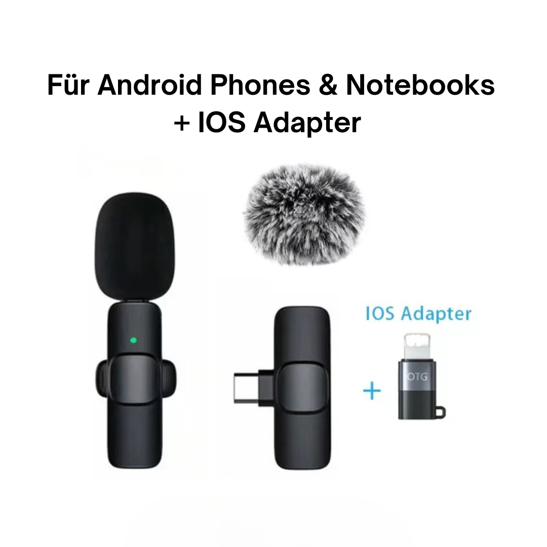 Kabelloses mini Ansteckmikro für IOS & Android