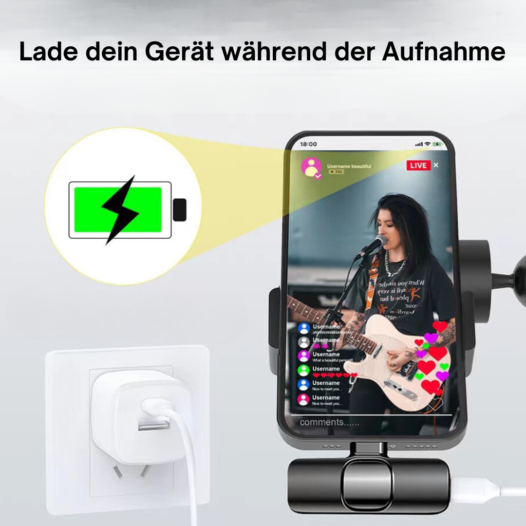 Kabelloses mini Ansteckmikro für IOS & Android